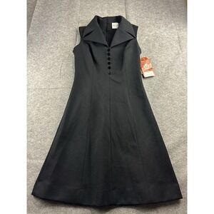 VTG Butte Knit Mod 60's Tank Dress Front Button Dacron Sexy Corporate Women 12